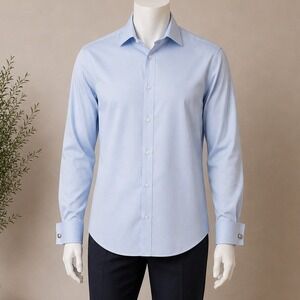 Brooks Brothers Mens 15-34 Classic Blue Non-Iron Supima Cotton French Cuff Shirt